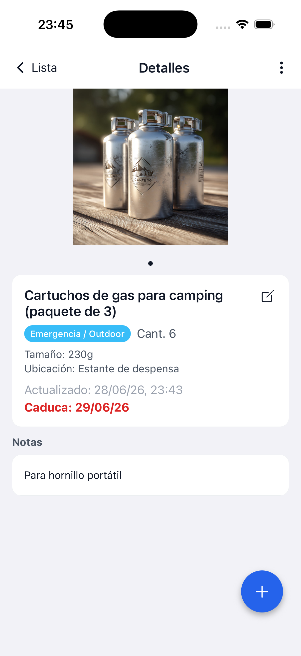 Detalles de un objeto en Stokki