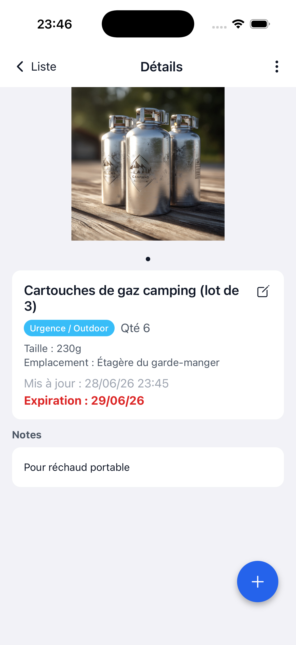 Détails d’un objet dans Stokki