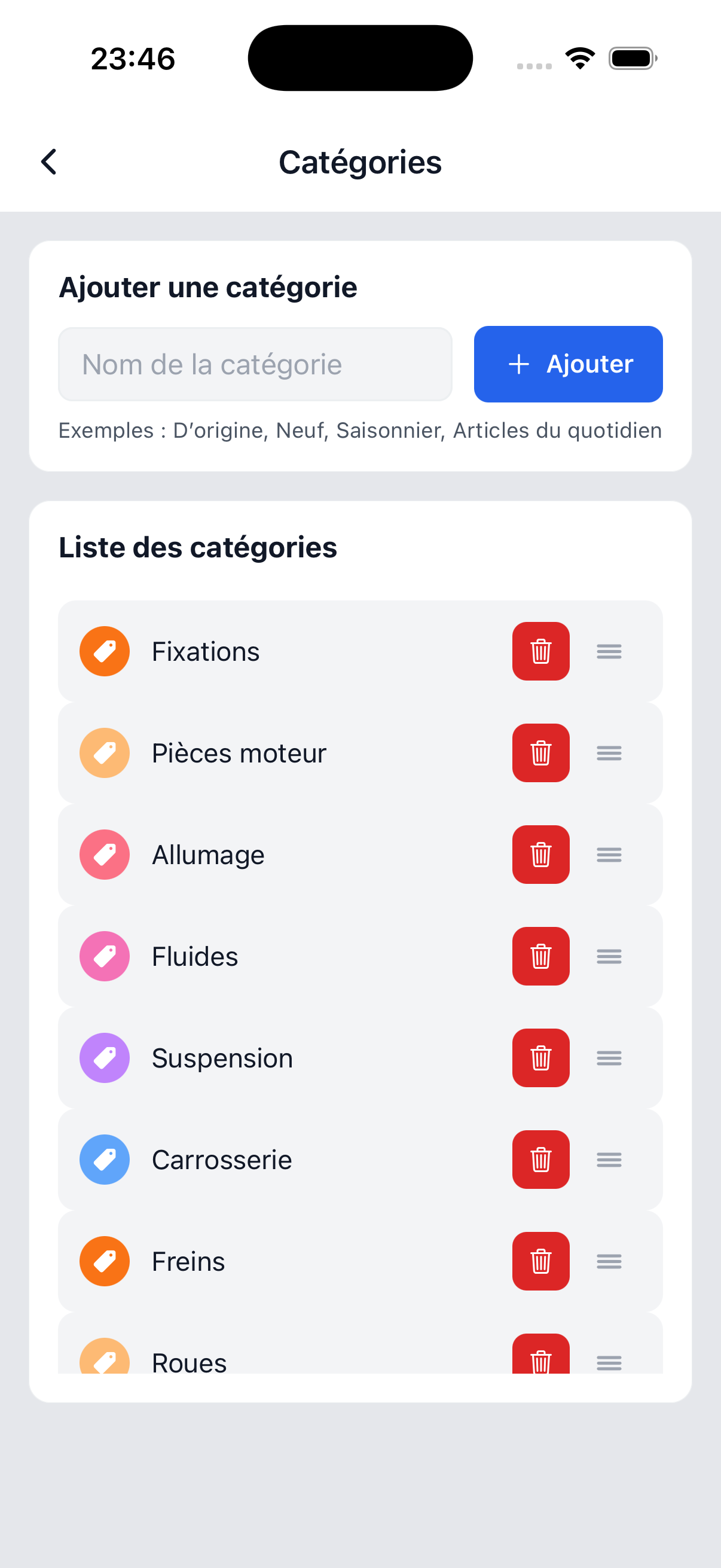 Catégories dans Stokki