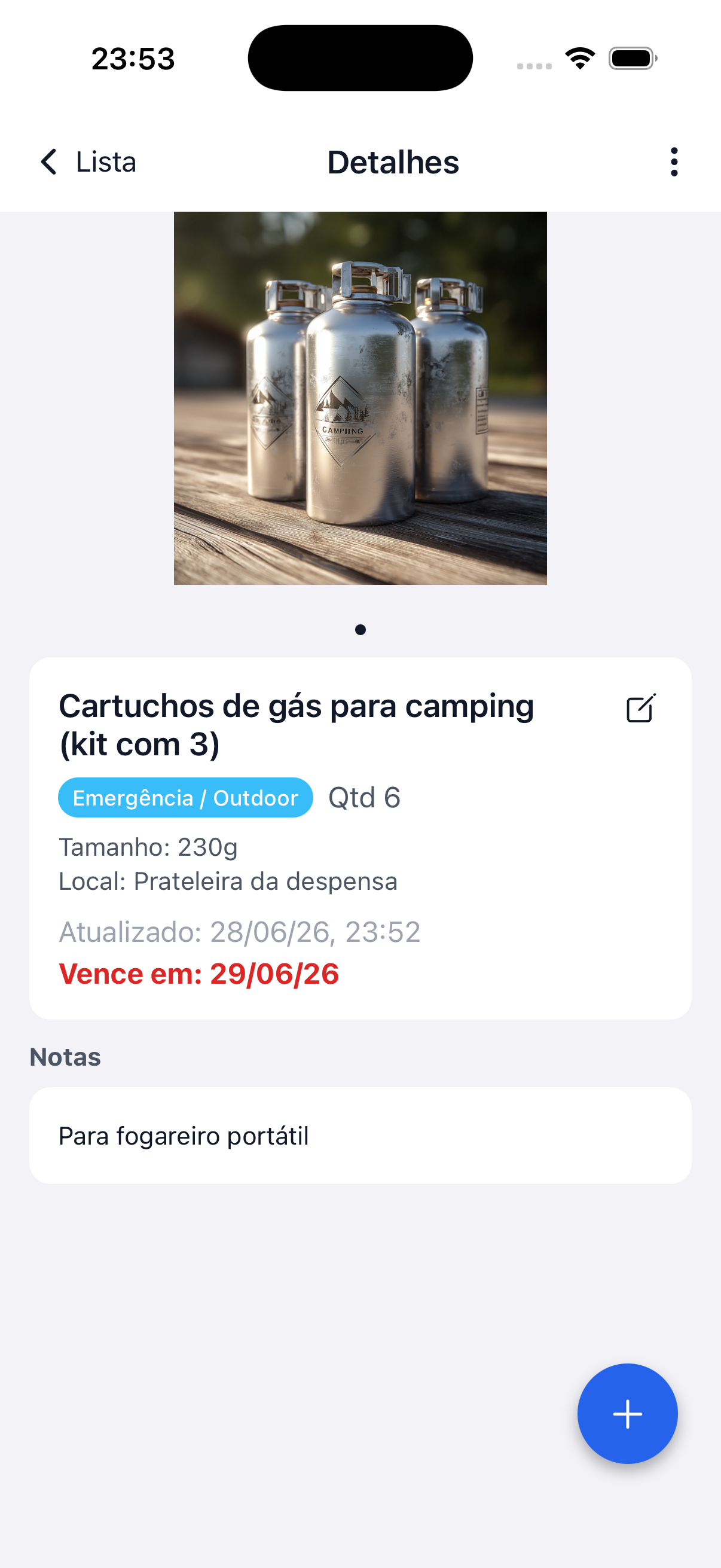 Detalhes de item do Stokki